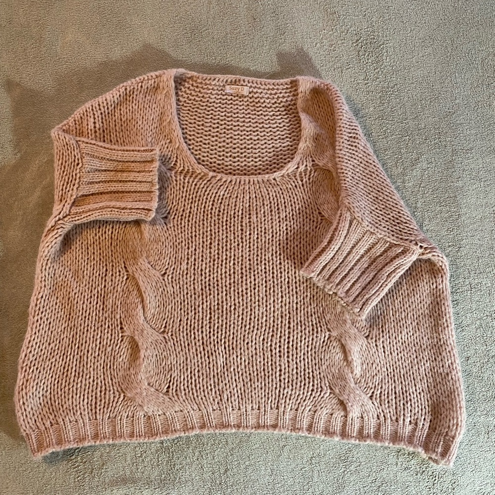 Extremely soft, blush pink off the shoulder sweater